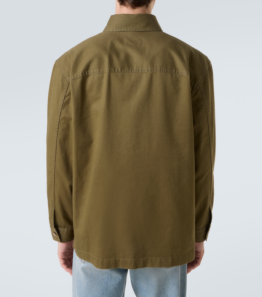 Кассандр хлопковая и льняная рубашка оверсайз Saint Laurent, Vintage Kaki — фото 4
