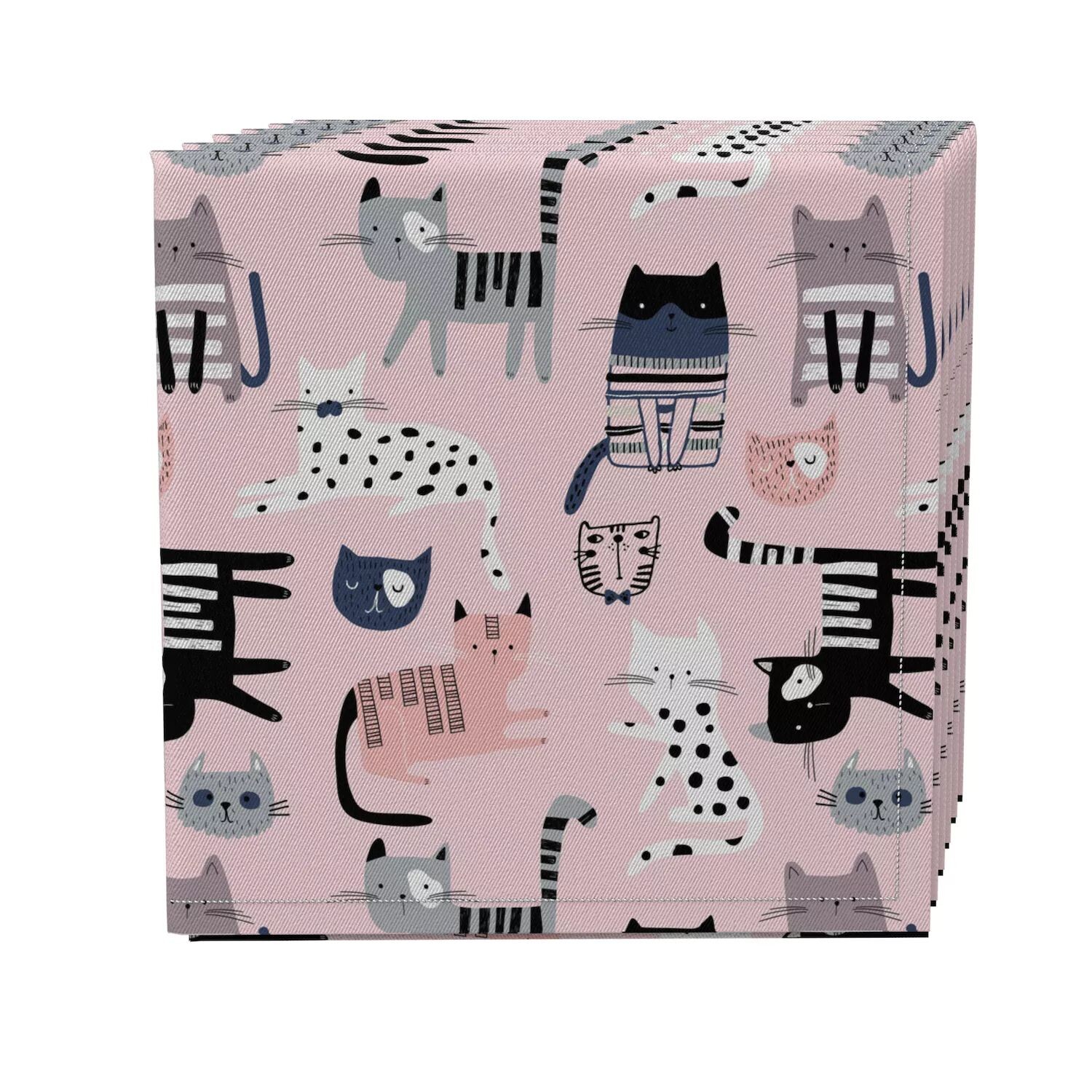 

Набор салфеток из 4 шт., 100 % хлопок, 20x20 дюймов, Cartoon Cats Pink