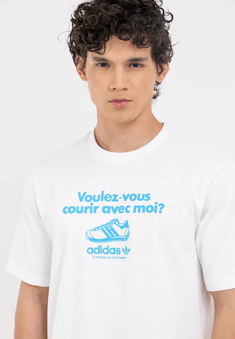 Футболка с принтом, короткий рукав, Graphic Tee Adidas, белый — фото 4