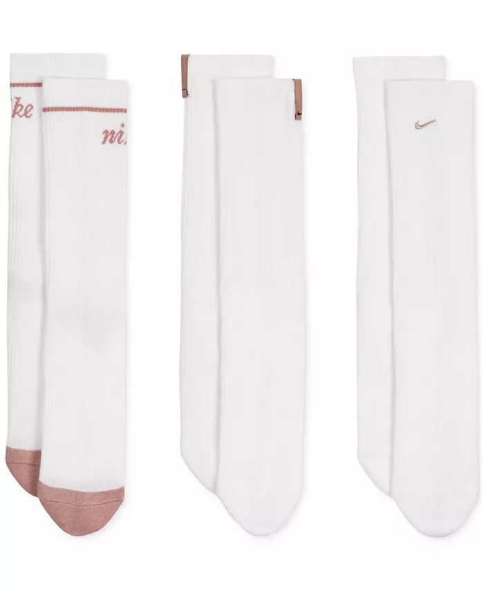 

Унисекс, 3 пары, повседневные носки с мягкой подошвой Nike, слоновая кость/кремовый
