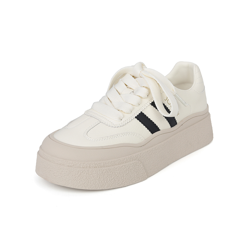 JOSINY Женские низкие кеды бежево-красные (высота каблука 4,5 см), цвет Beige/Red (Heel Height 4.5CM)
