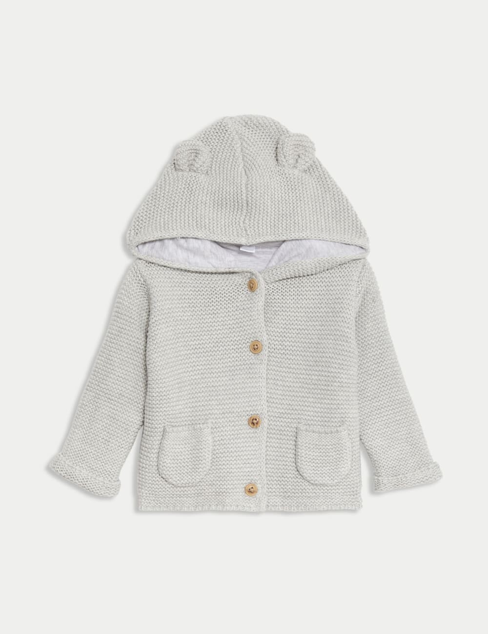 

Кардиган с капюшоном из чистого хлопка Marks & Spencer, серый мергель