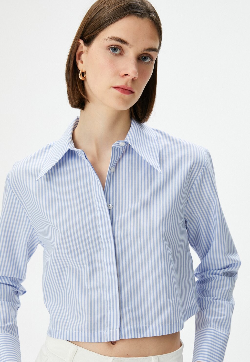 

Блузка-рубашка Long Sleeve Buttoned Crop Koton, синяя