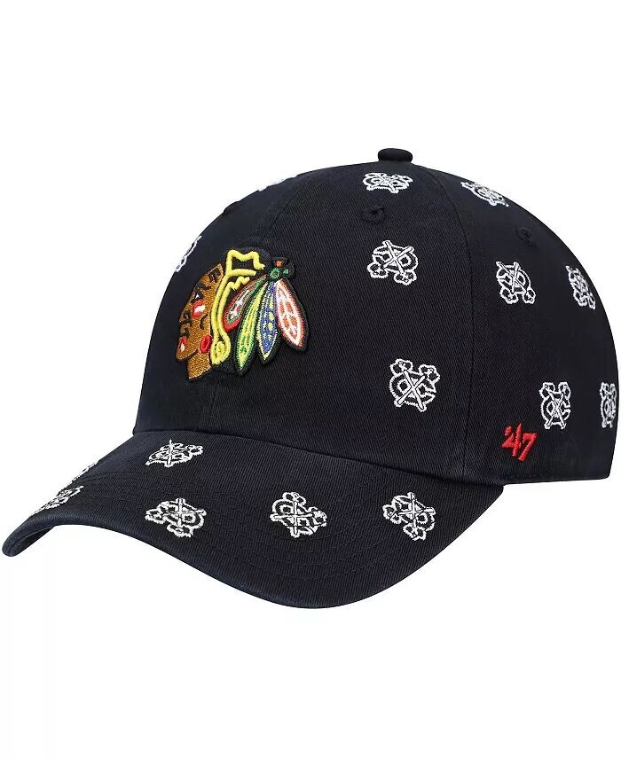 

Женская черная бейсболка Chicago Blackhawks '47 Confetti Clean Up Adjustable Hat '47 Brand