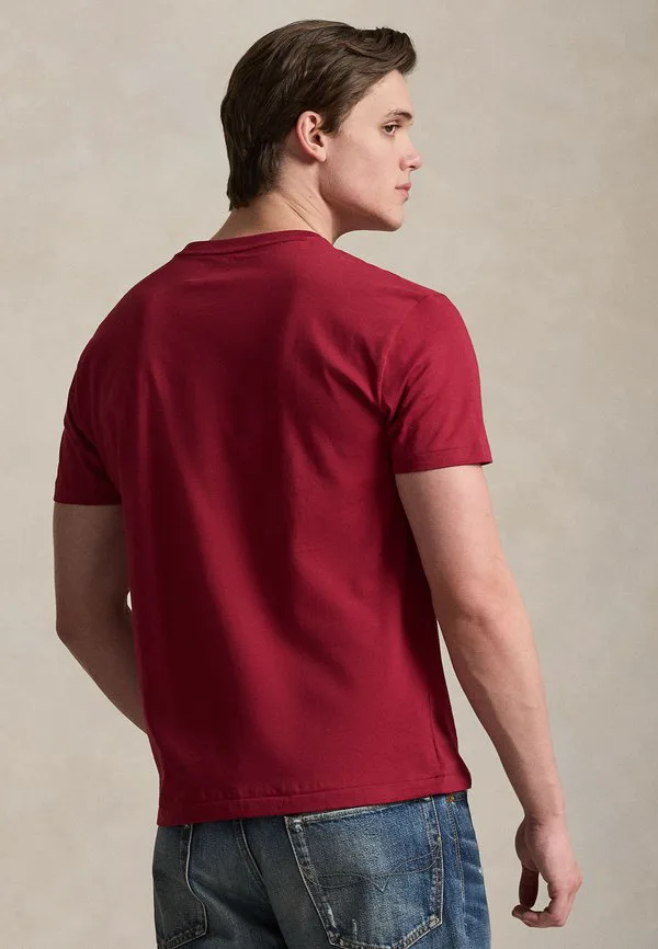 Классическая трикотажная футболка с v-образным вырезом, базовая футболка Polo Ralph Lauren, Heritage Red — фото 3