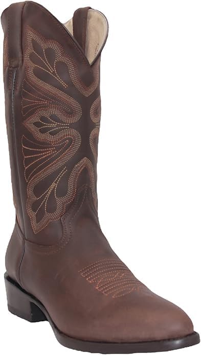 

Мужские ковбойские сапоги из натуральной кожи, кафе, с детализированной вышивкой на голенище Generic, initial