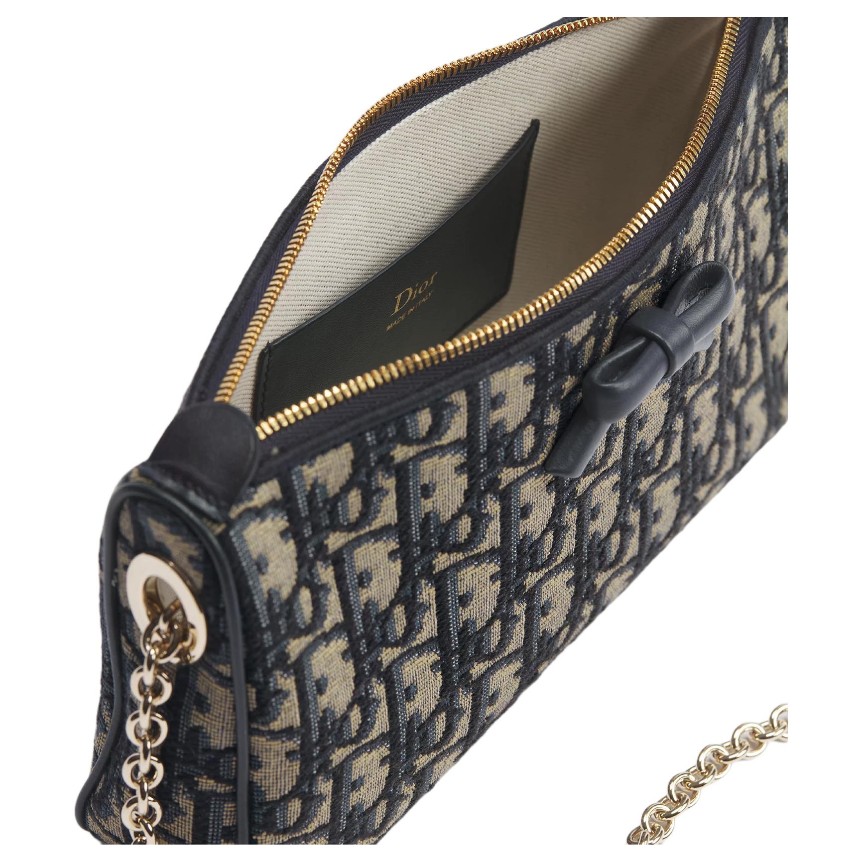 DIOR Кожаная сумка через плечо OBLIQUE Cotton With Cow Leather, женская, синяя — фото 3