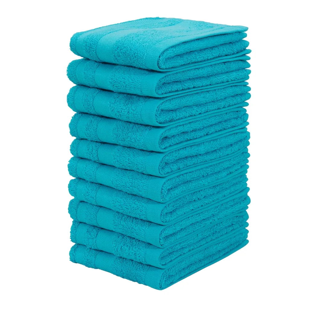 

Мое домашнее полотенце для умывания Vanessa, доступно как набор и серия, 10 мыльных полотенец, 30x30 см, полотенца с каймой, 100% хлопок, однотонные, мягкие My Home, бирюзовый