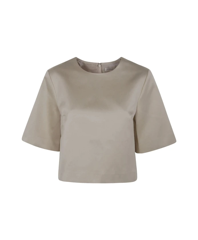 

Бежевая футболка с круглым вырезом и короткими рукавами By Malene Birger, бежевый