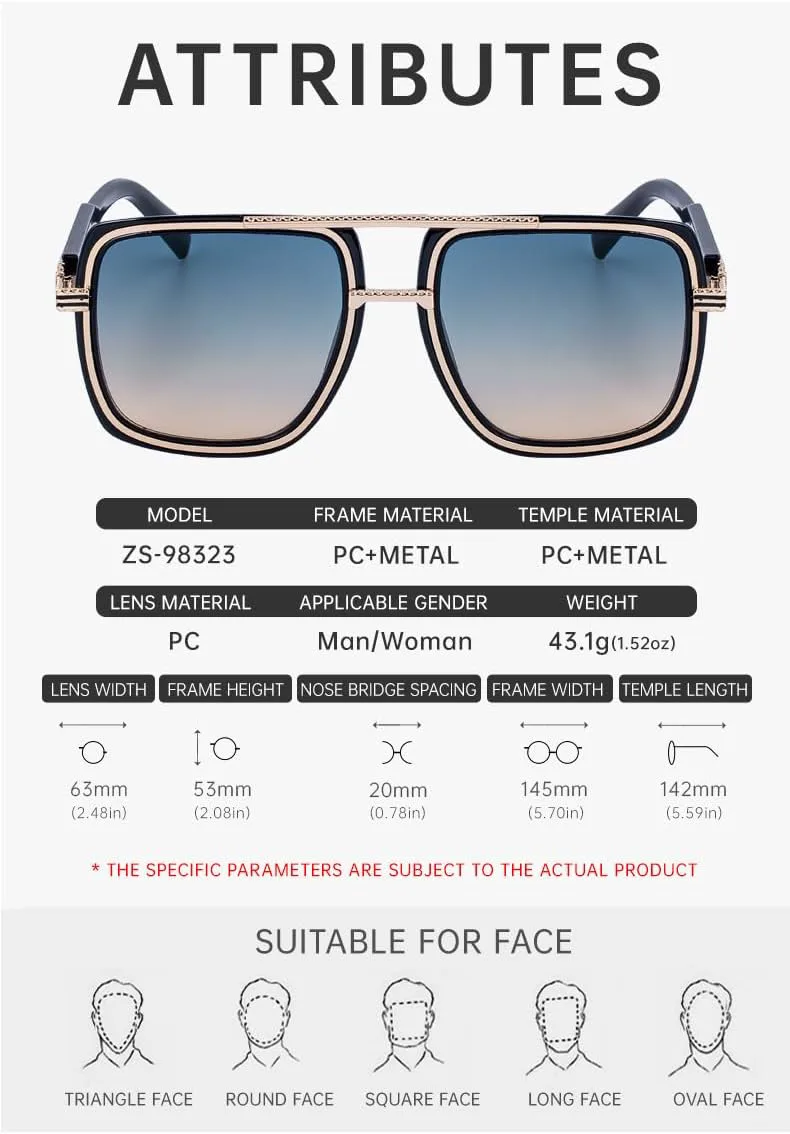 

Роскошные солнцезащитные очки большого размера для мужчин - европейско-американская мода, большие солнцезащитные очки с защитой от УФ-излучения - 2 GJKTFNJIF, 2