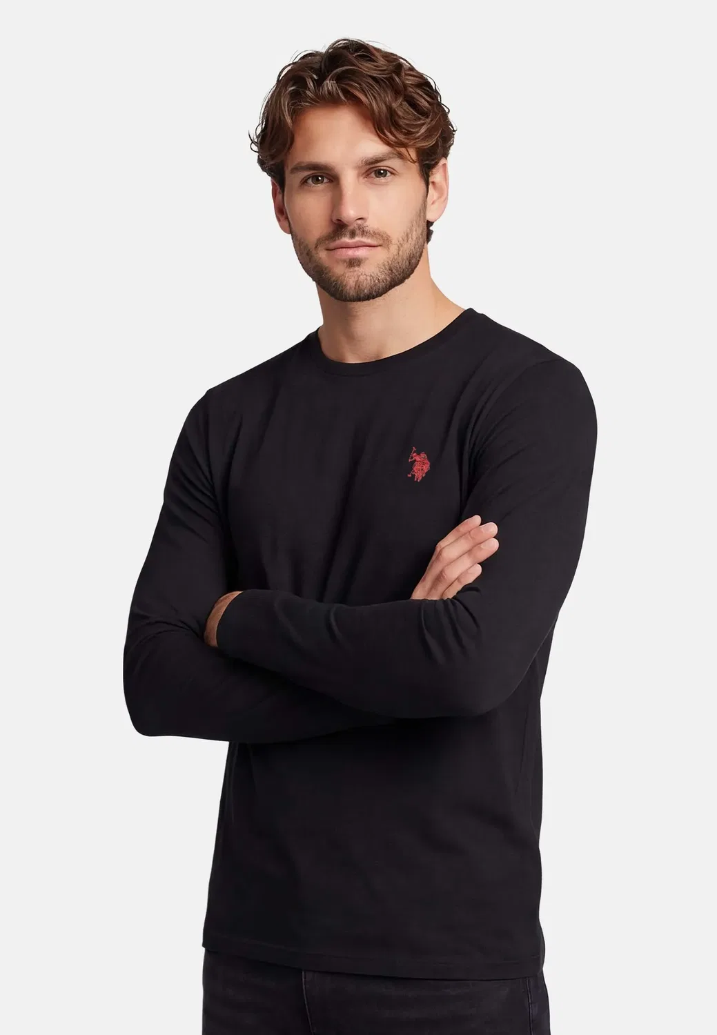 Лонгслив с логотипом U.S. Polo Assn., черно-красный