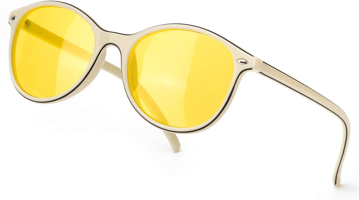 

Женские поляризованные очки для вождения в ночное время TJUTR с желтыми линзами для ночного видения, снижающими блики и обеспечивающими безопасность в темное время суток, Beige Frame/Yellow Night-vision Lens