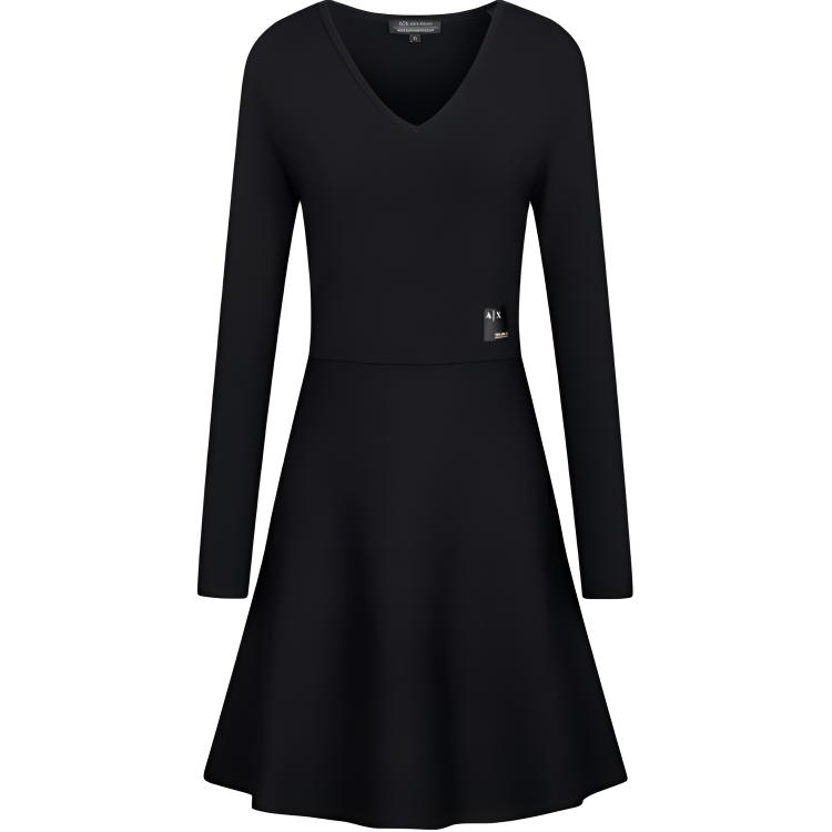 

Женское платье с длинными рукавами AE FW22 черное ARMANI EXCHANGE, черный