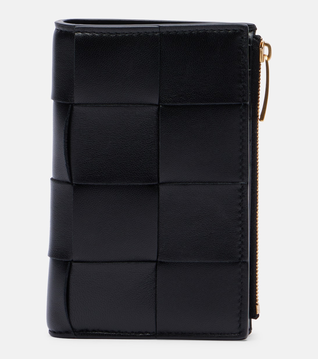 

Кошелек кожаный средний бифолд Cassette Bottega Veneta, Black/Gold