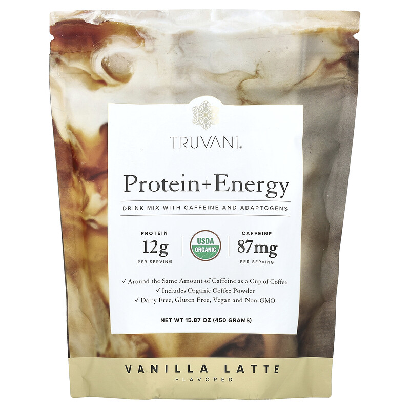 

Truvani, Protein + Energy, ванильный латте, 450 г (15,87 унции)