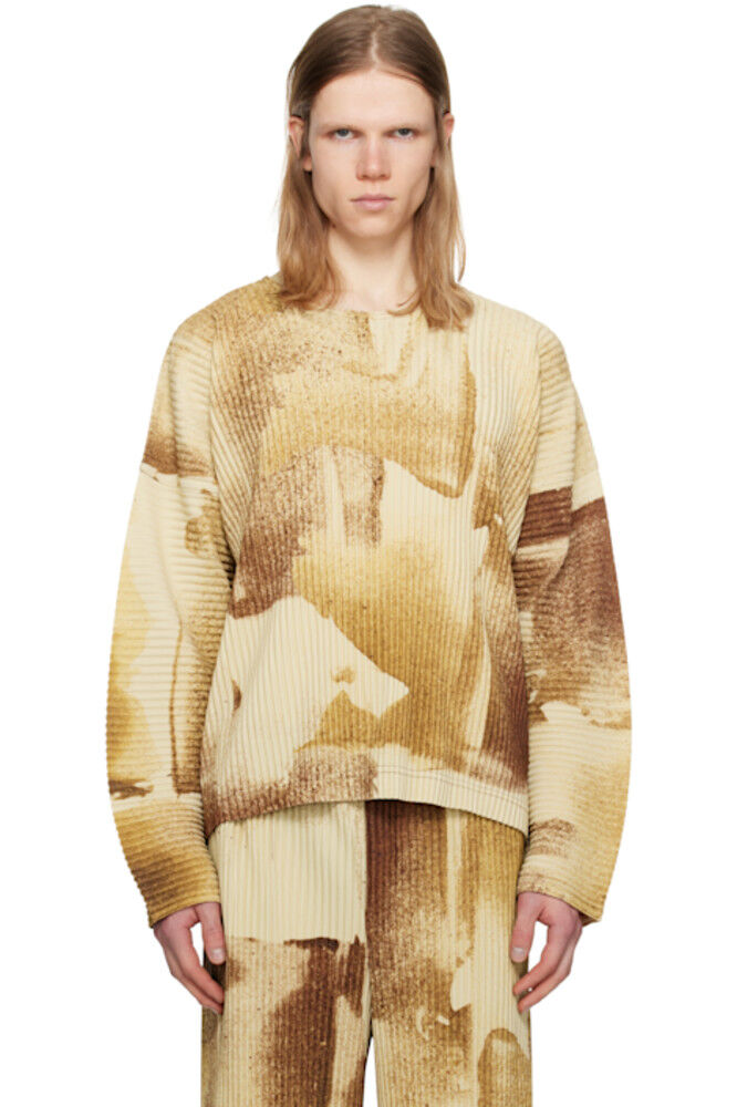 

Футболка с надписью «Wind Walk» коричневого цвета HOMME PLISSÉ ISSEY MIYAKE