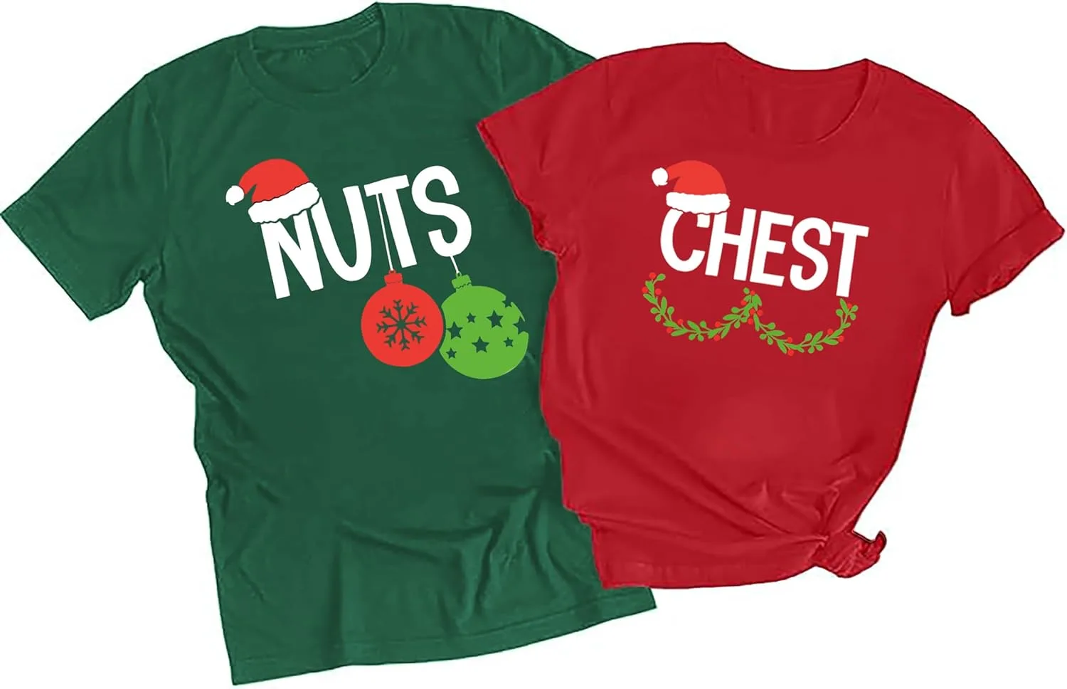 

Футболка для пары с рождественским принтом Chest Nuts BINLANHANAT