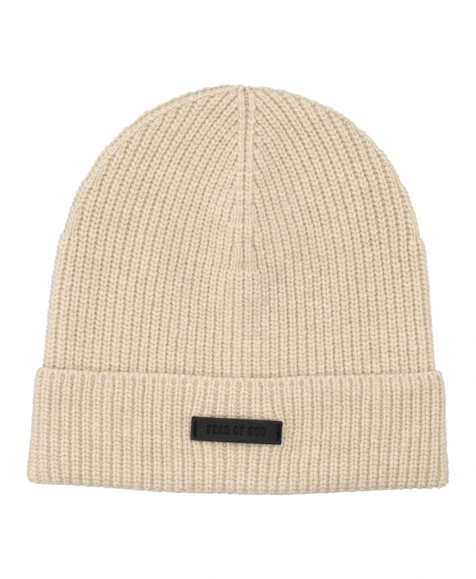 

Вязаная шапка из мериносовой шерсти в рубчик. Fear Of God, белый