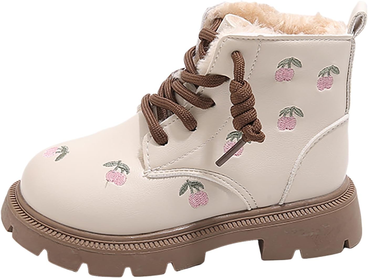 

Детские ботинки IWIHMIV для малышей, зимние теплые короткие ботиночки для девочек с боковой молнией, повседневные ботинки на шнуровке для прогулок, White