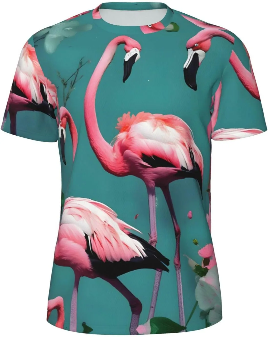 

Футболка мужская с коротким рукавом Flamingo Flowers Print для спорта и повседневной носки LIXLZH