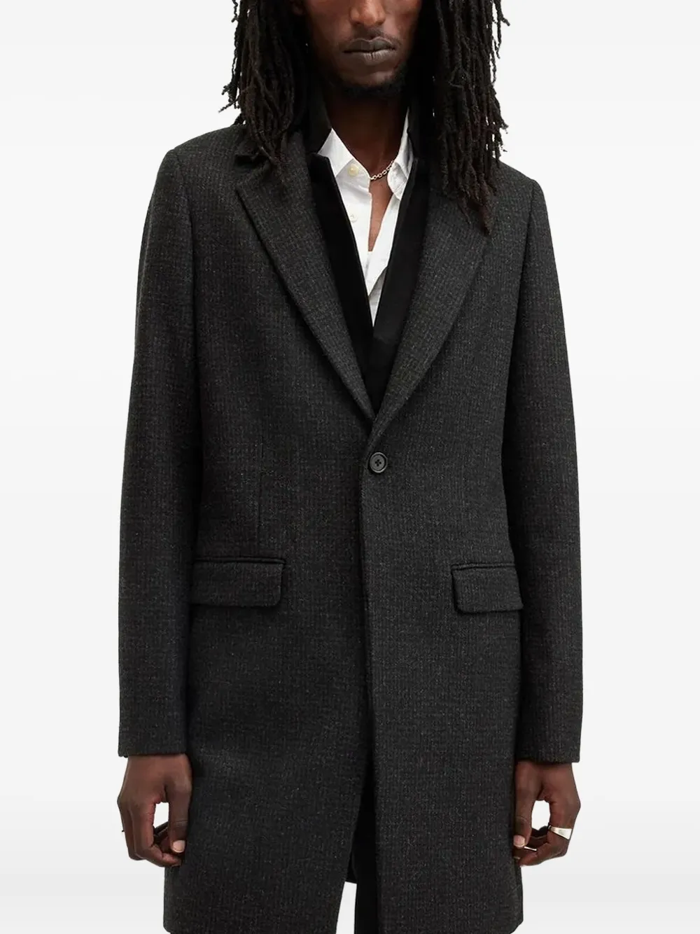 

Однобортное шерстяное пальто Wixx AllSaints, черный