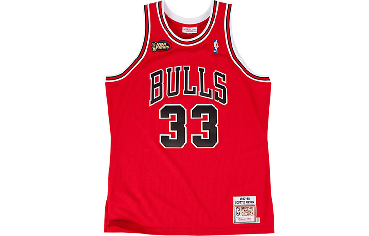 

Аутентичная баскетбольная майка Mitchell Ness "Чикаго Буллз 1997 Скотти Пиппен" красная
