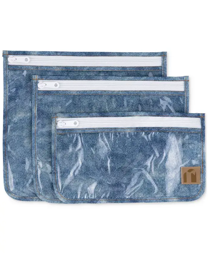 

Bumkins Denim Clear Travel Bags, набор из 3 штук Bumkins, синий