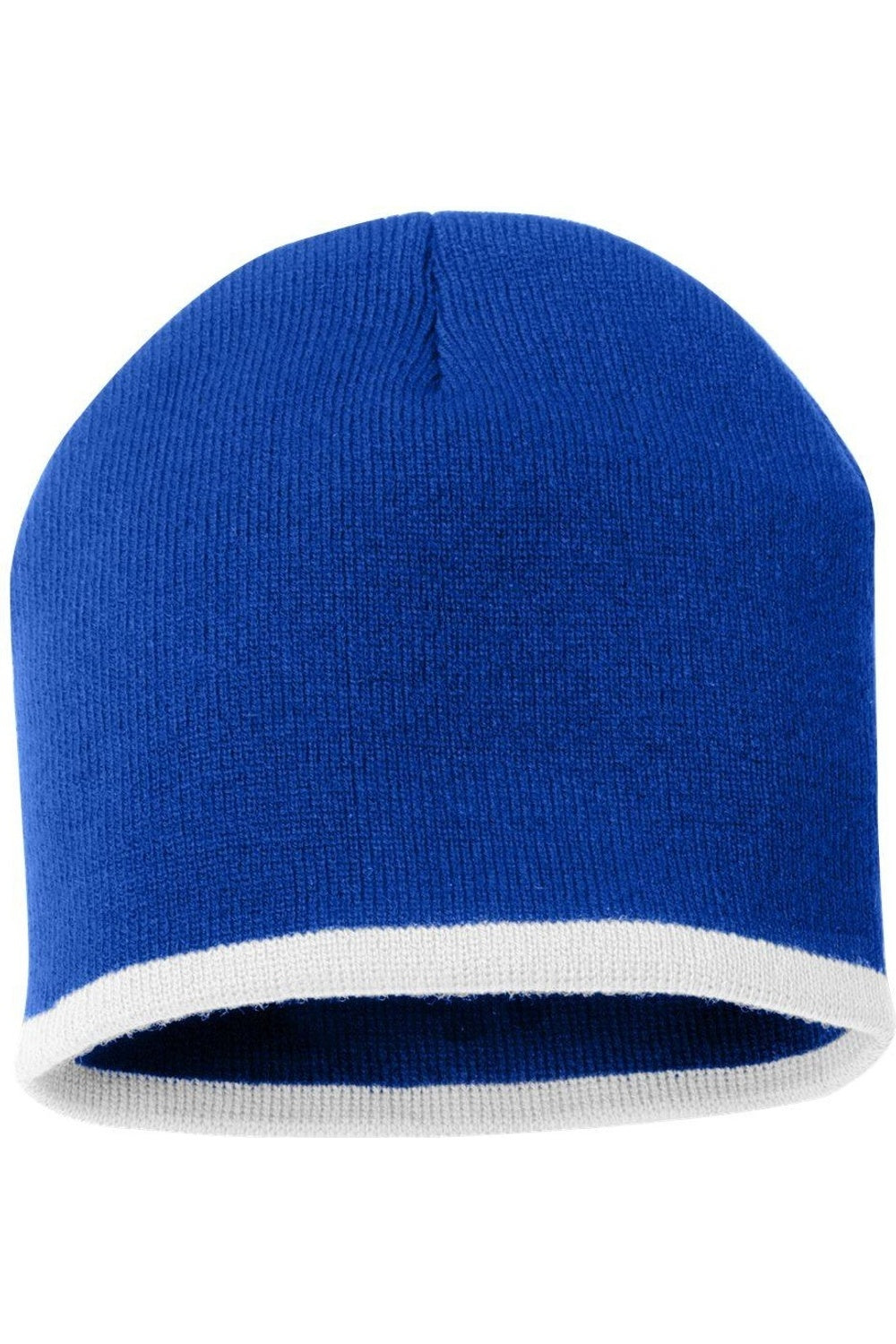 

Вязаная шапка-бини Sportsman 8 в полоску снизу, цвет royal/ white
