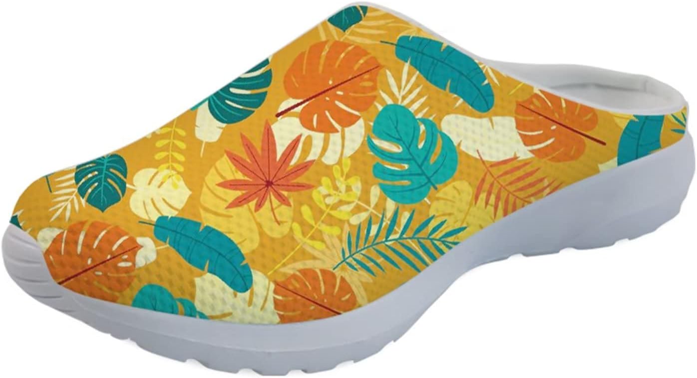 

Кроссовки-мюли Forchrinse Blue Cow для женщин, без задника, с сеткой, на платформе, удобные домашние, и спортивные тапочки, Colorful Palm