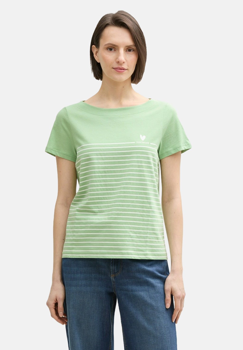 

Футболка с принтом MIT STREIFENMUSTER TOM TAILOR, зеленый