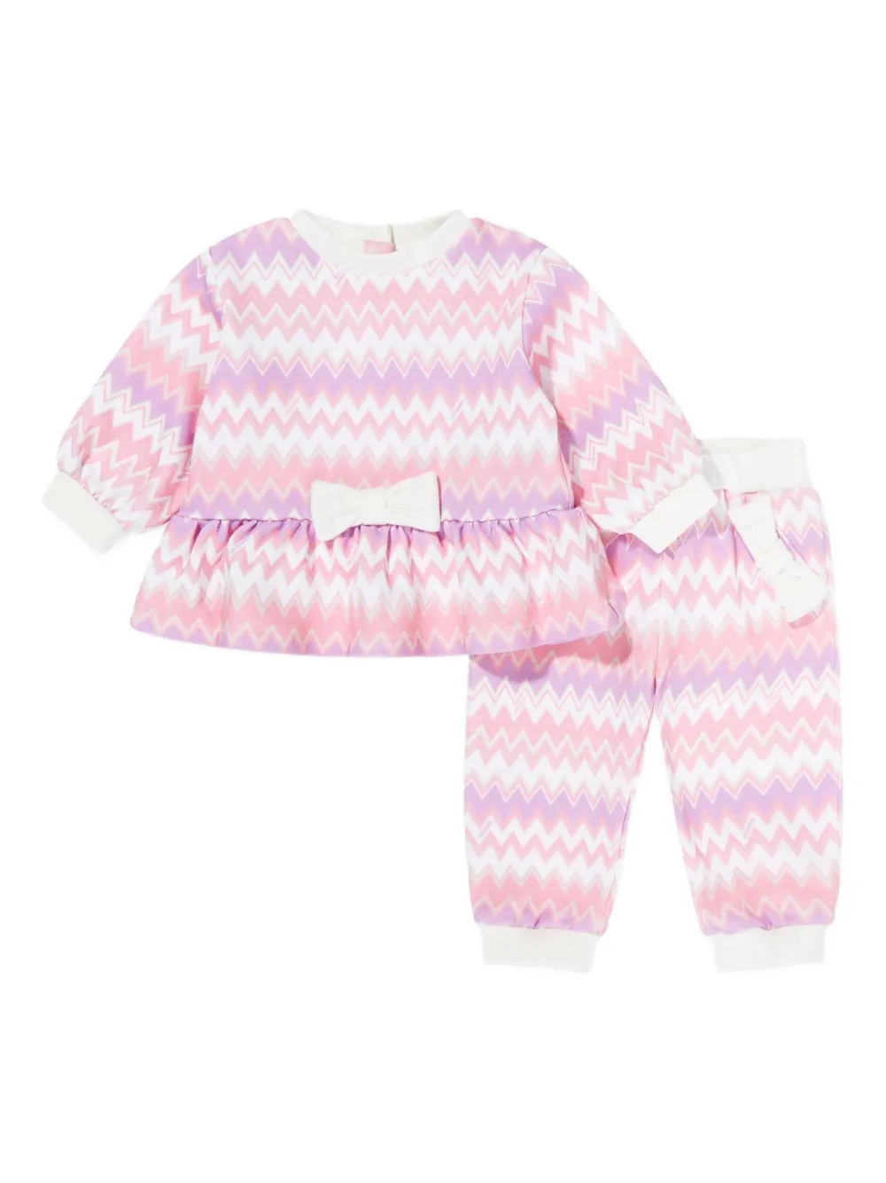 

Спортивный костюм с зигзагообразным рисунком и бантом Missoni Kids, розовый
