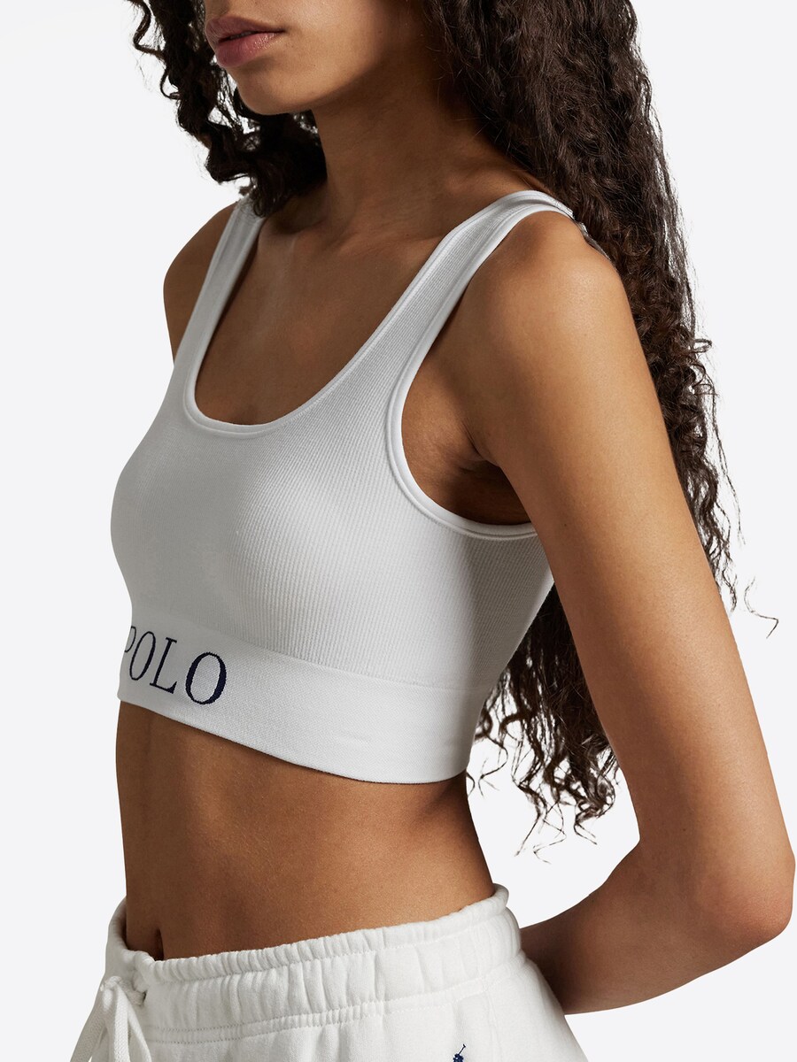 Бюстгальтер-бралетт Polo Ralph Lauren Ribbed Seamless, белый — фото 4