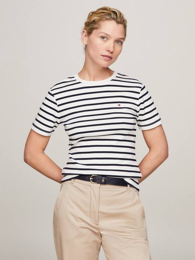 

Футболка в полоску с коротким рукавом Tommy Hilfiger, цвет Ecru/Desert Sky