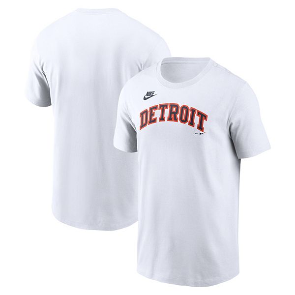 

Мужская белая футболка detroit tigers cooperstown collection wordmark Nike
