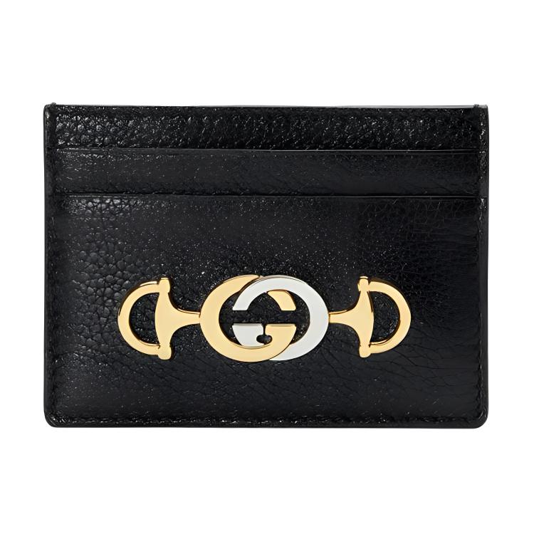 

GUCCI Женский держатель для карт Zumi Grained Leather с зажимом для карт, черный