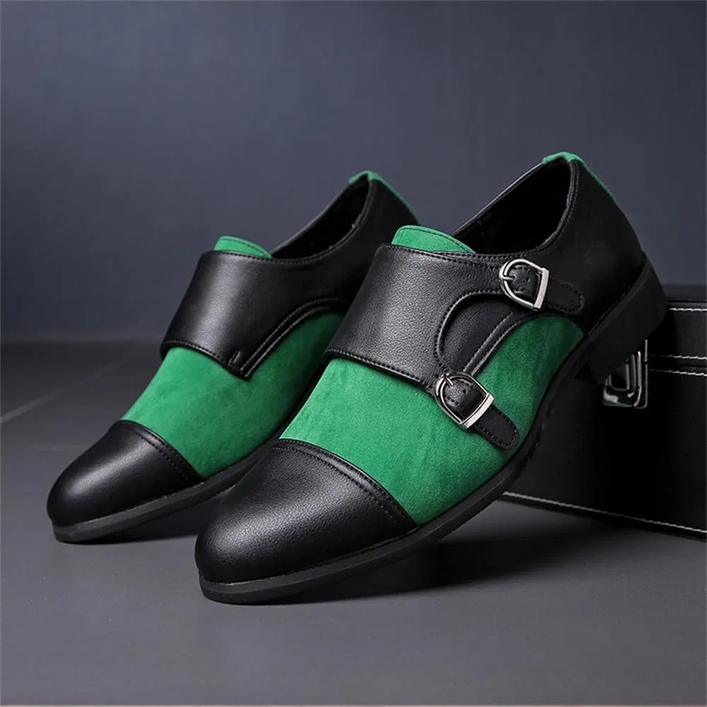 Лоферы мужские Monk Strap Slip On Loafers, черный, зеленый Abborora — фото 4