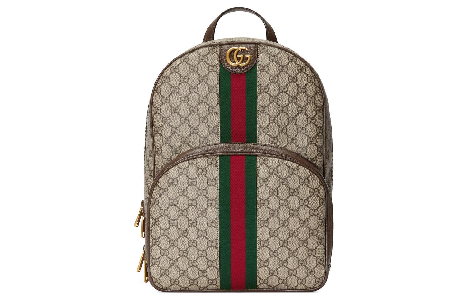 

Gucci Мужской рюкзак Ophidia из парусины с кожаной отделкой, бежевый и черный