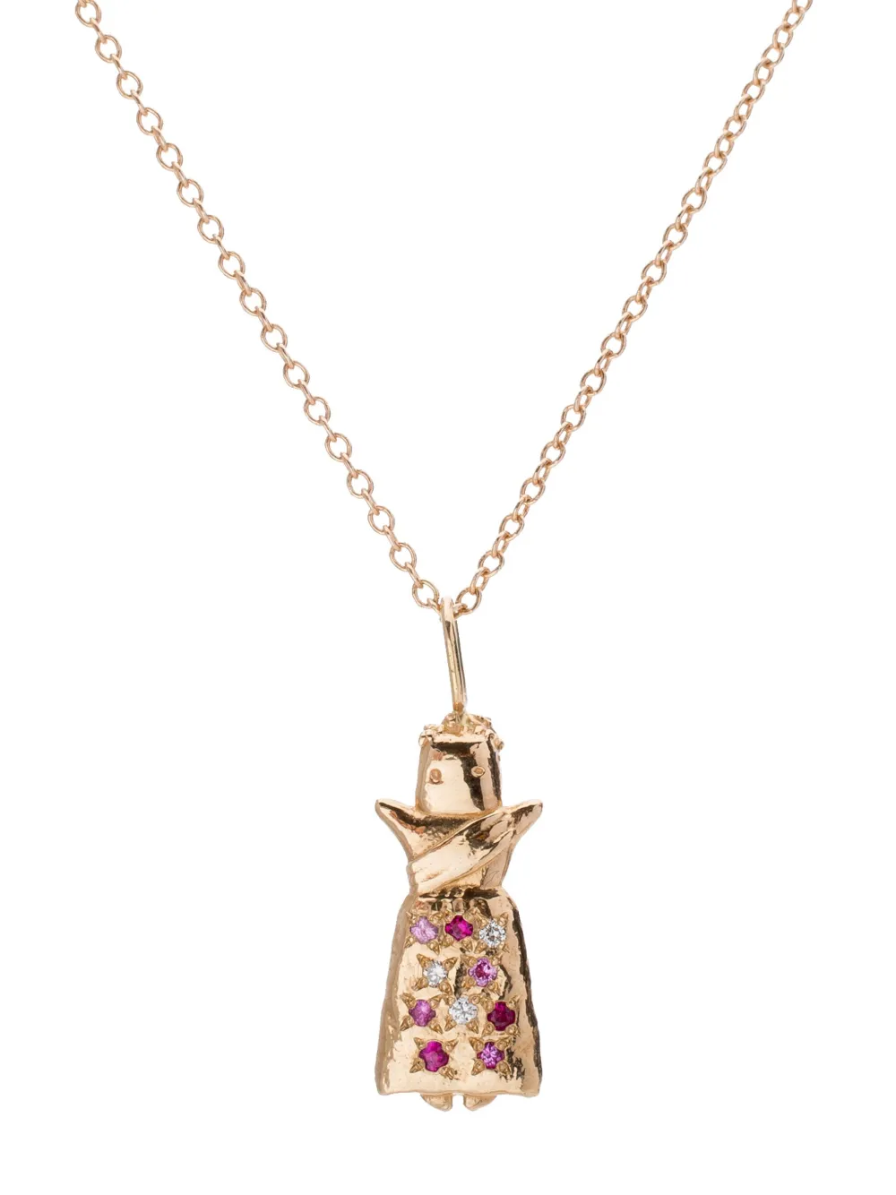 

Ожерелье IX Worry Doll из 14-каратного желтого золота с сапфирами и рубинами SOFIA ZAKIA, золотой