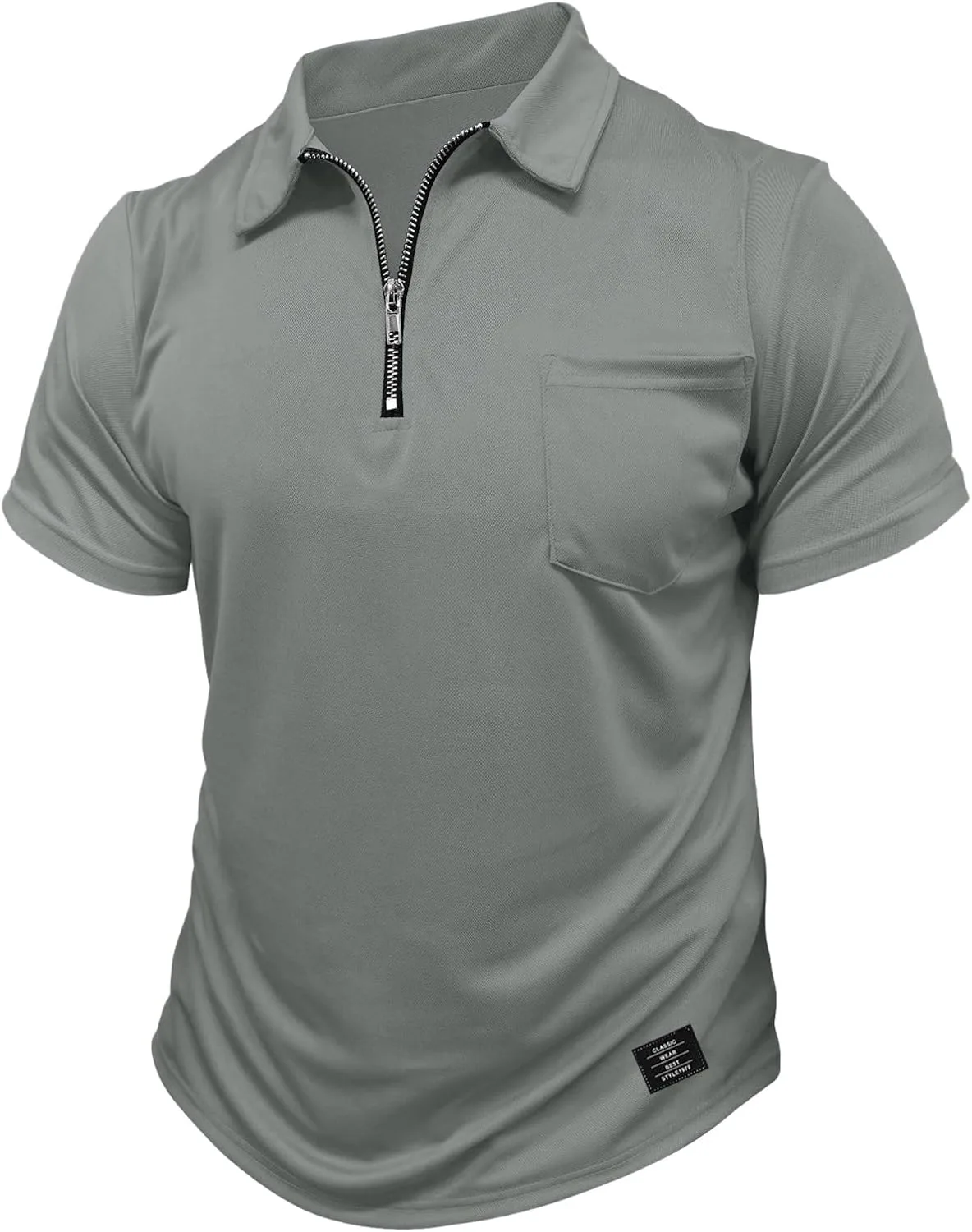 Мужская поло для гольфа с коротким рукавом и молнией на четверть, Slim Fit — фото 3