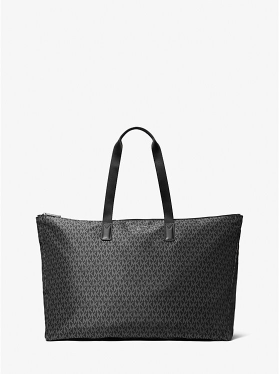 

Большая тканая сумка-тоут с фирменным логотипом Jet set travel Michael Kors, черный