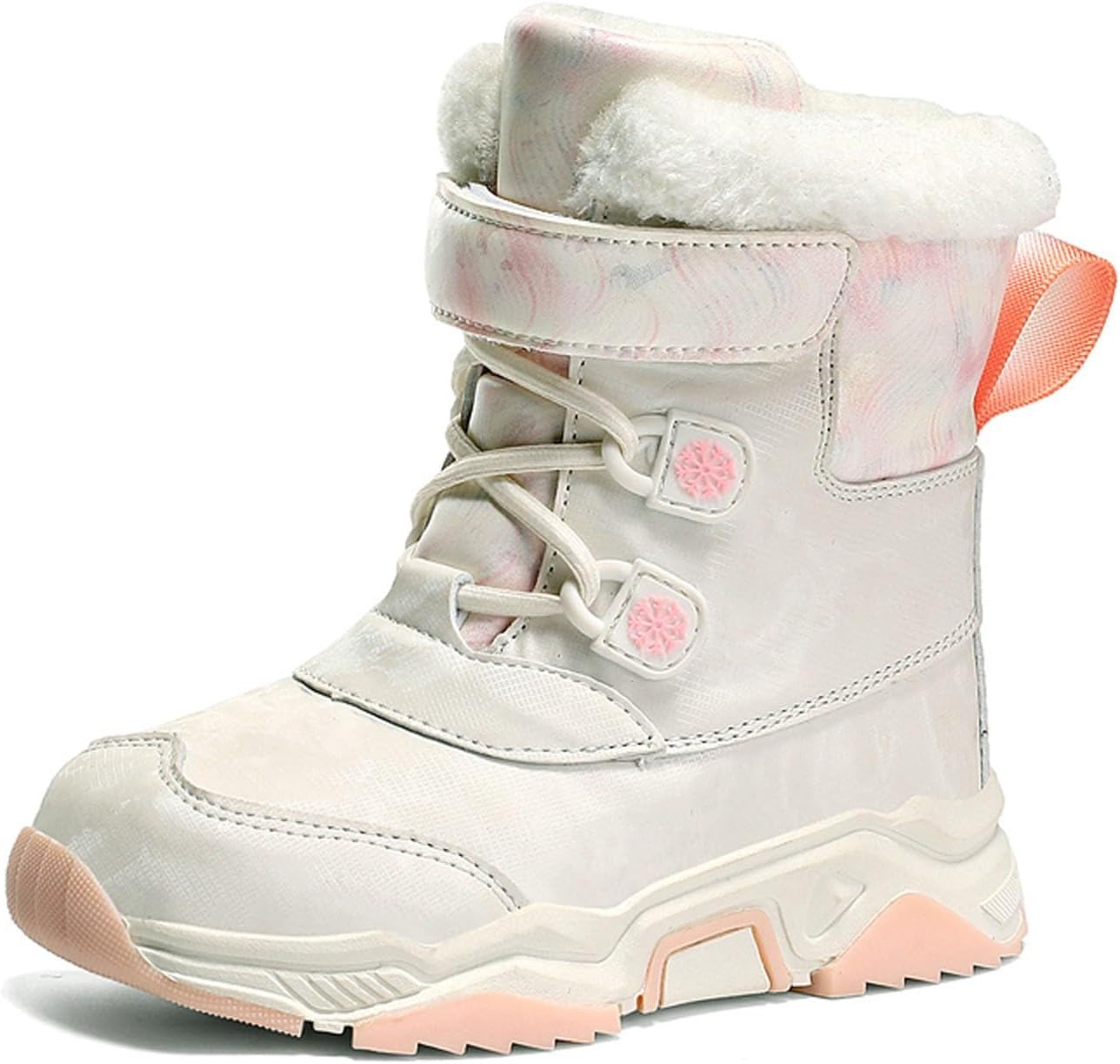 

Детские зимние ботинки для снега, уютные флисовые ботинки, нескользящие прогулочные ботинки для малышей, искусственный мех, теплые уличные ботинки для мальчиков и девочек JEUROT, White