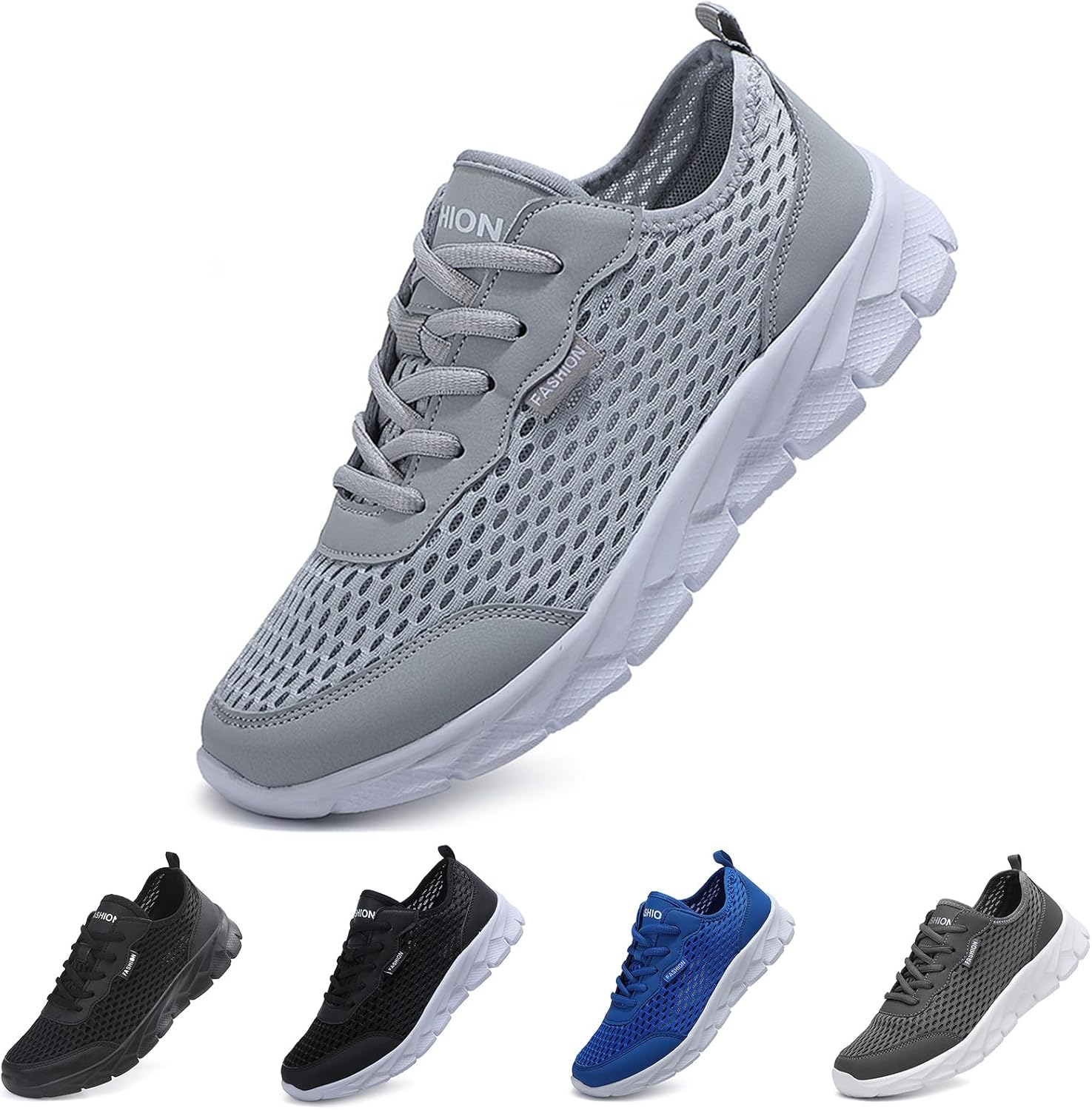 

Мужские легкие кроссовки с шнуровкой для бега, дышащая сетка, нескользящая мягкая подошва, теннис, спортзал, повседневные спортивные обувь Zlnmld, серый
