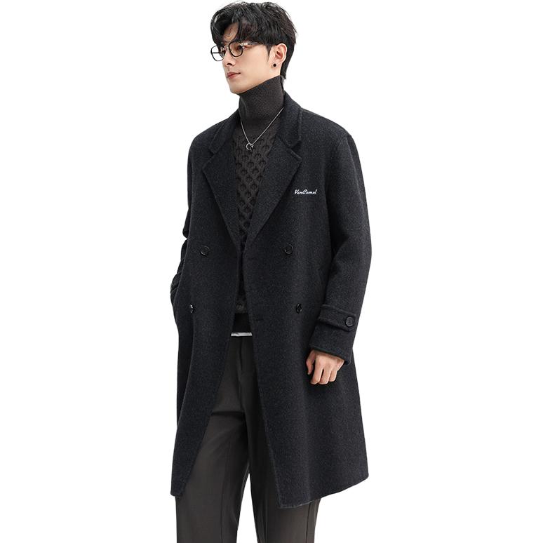 

Пальто мужское с воротником-стойкой, утепленное и на флисе, прямого кроя VanCamel, темно-серый