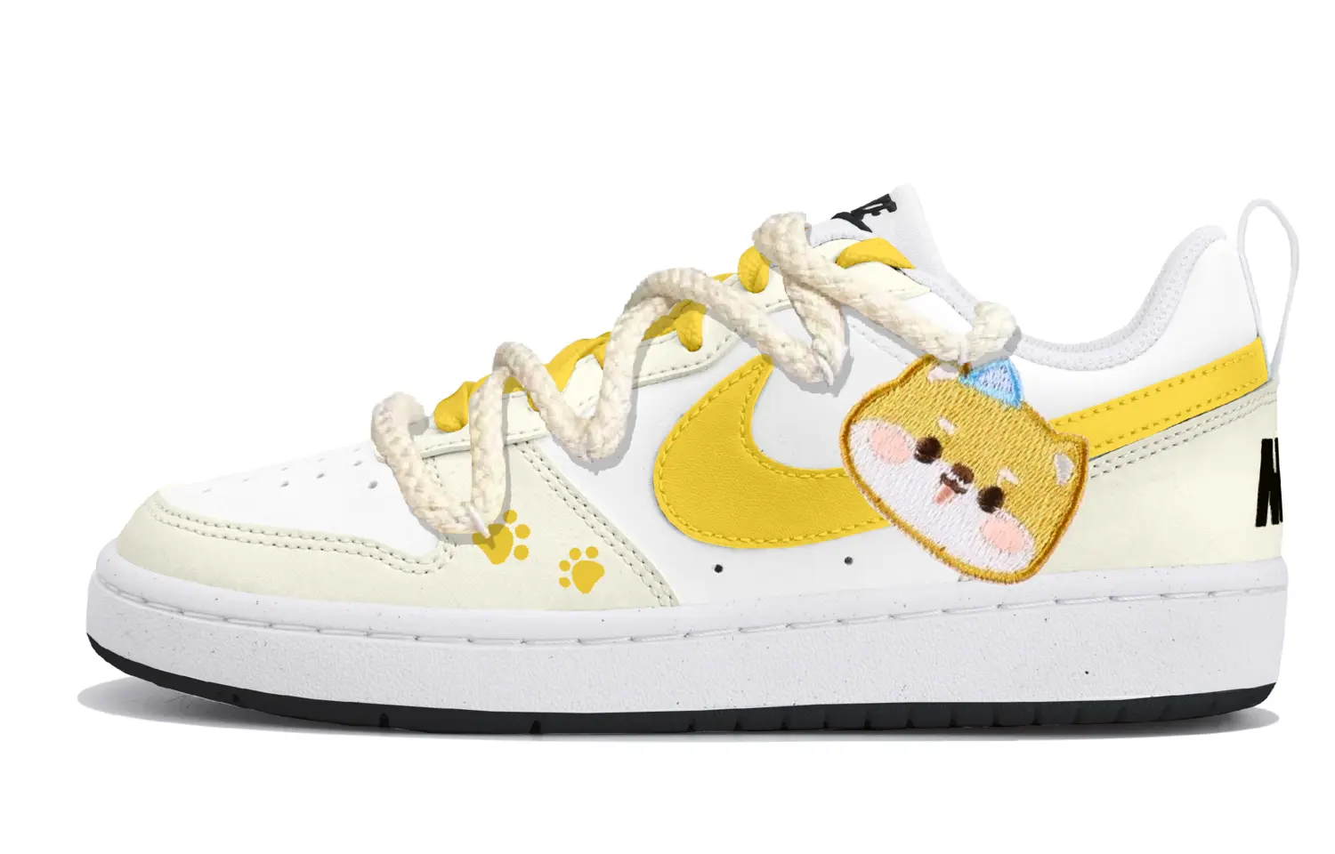 

Nike Детские низкие скейтбордистские кроссовки Court Borough из синтетической кожи, белые и желтые, для подростков