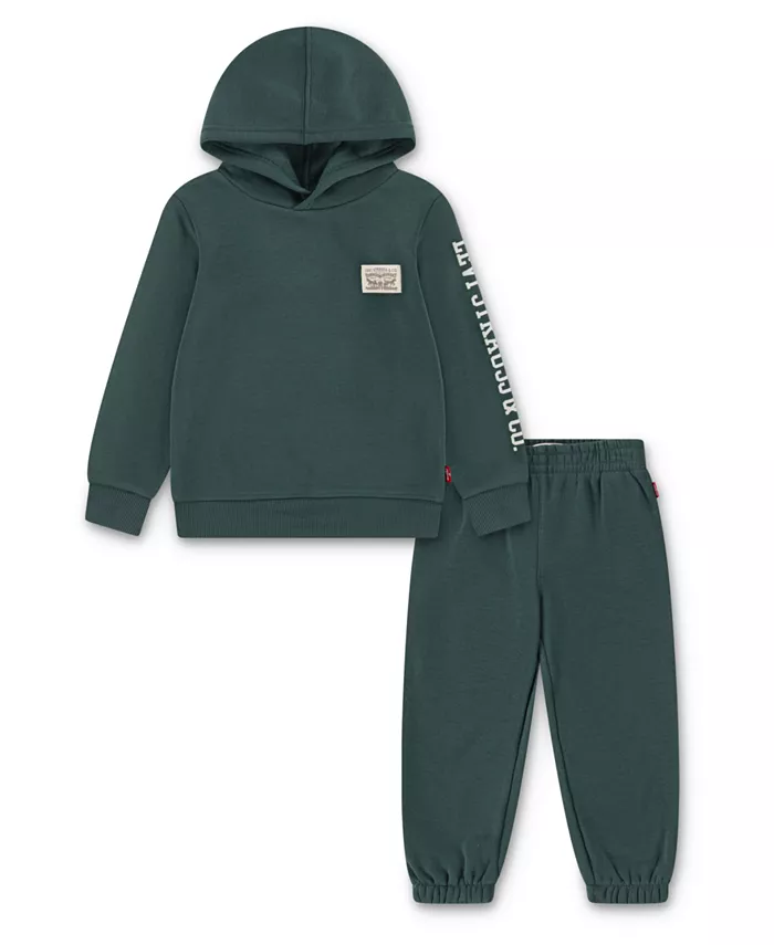 

Мальчиковый комплект для малышей 2T-4T: худи с длинным рукавом и джоггеры Levi'S, зеленый