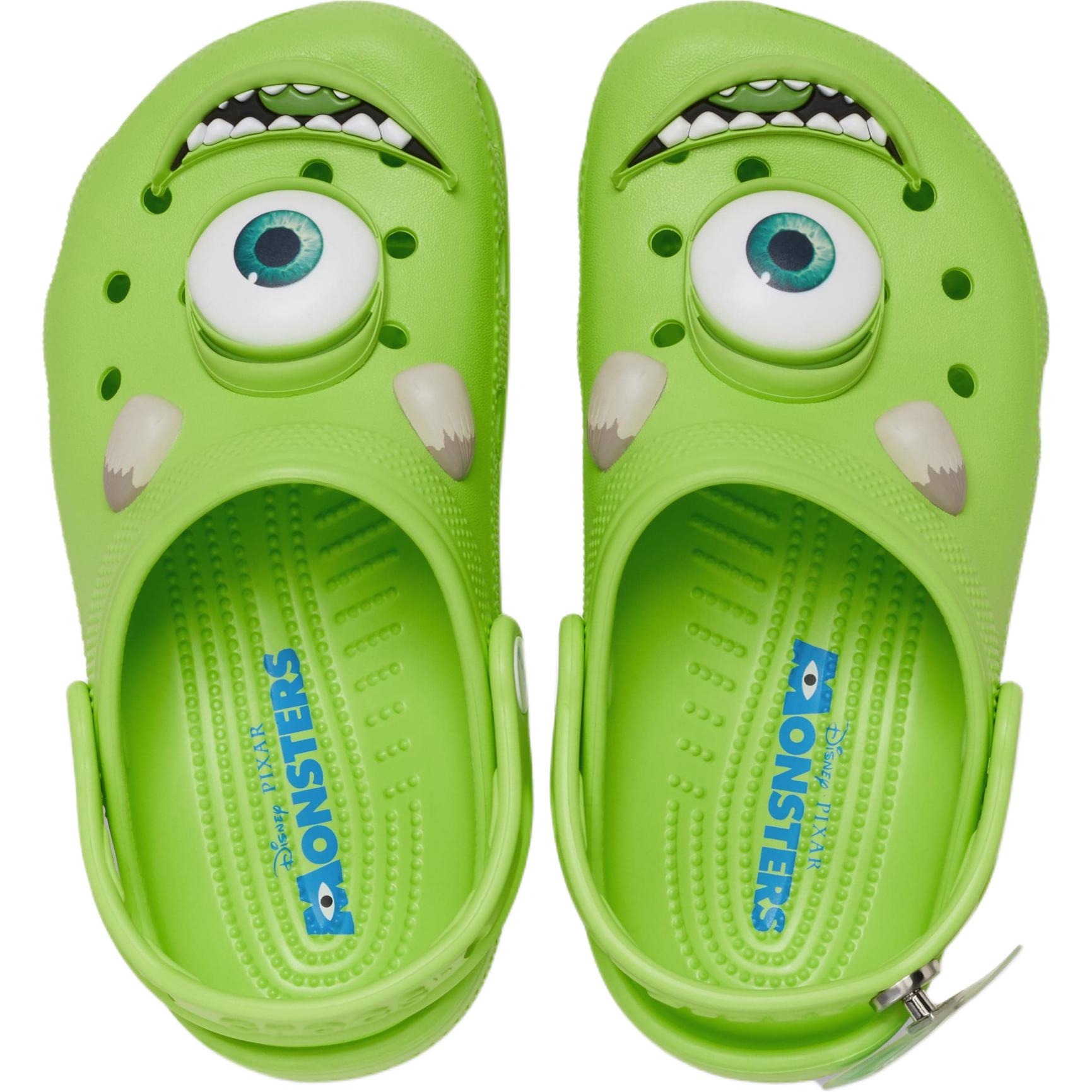 Сандалии детские Monsters Inc x Classic Clog с противоскользящим покрытием и износостойкими низкими берцами Crocs, зеленый — фото 3