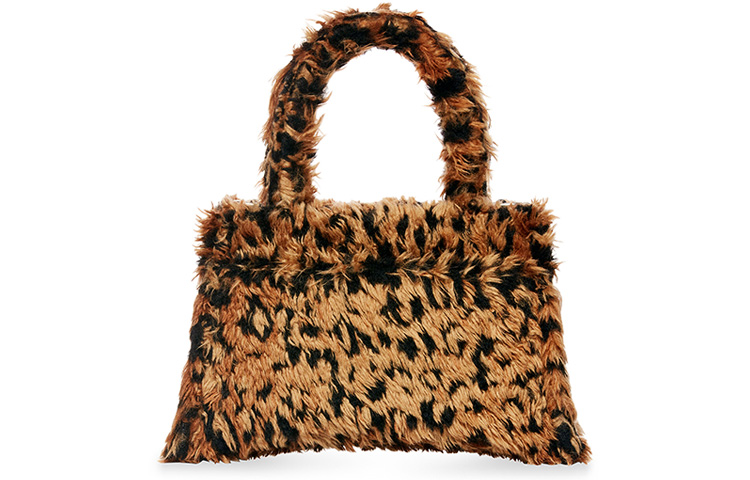Hourglass Faux Fur Сумка Hourglass, Сумка Через Плечо, Кроссбоди, Маленькая Женская Сумка Браун Balenciaga — фото 3