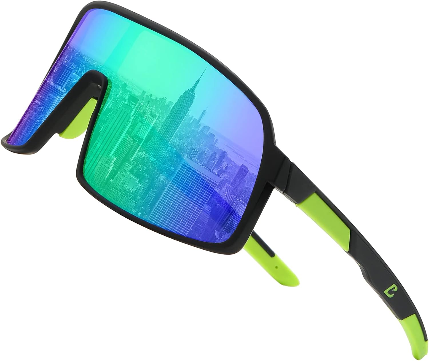 

Спортивные солнцезащитные очки Bevi с поляризованными линзами и оправой TR90 для мужчин и женщин, для активного отдыха, вождения и езды на велосипеде 100 CLASSIC, Blue Lens Green Frame - F