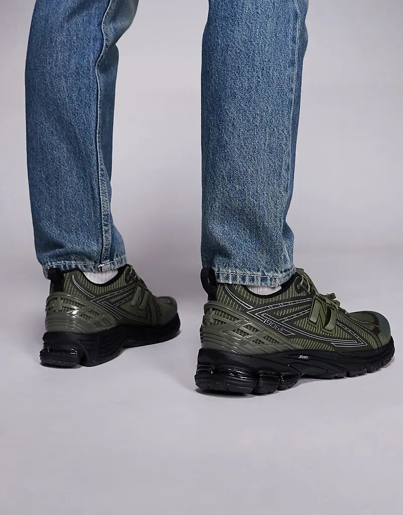 Кроссовки New Balance 1906 с застежкой-молнией в оливково-зеленом и черном цветах — фото 3