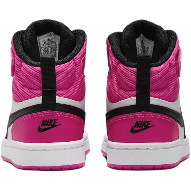 Nike Court Borough 2 противоскользящие износостойкие полувысокие детские скейтбординговые туфли черно-розовые для детей 3-7 лет — фото 4